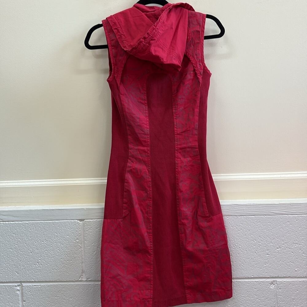 Desigual vintage Sleeveless Pink Ruffle zip front removable hoodie Dress - Picture 4 of 9